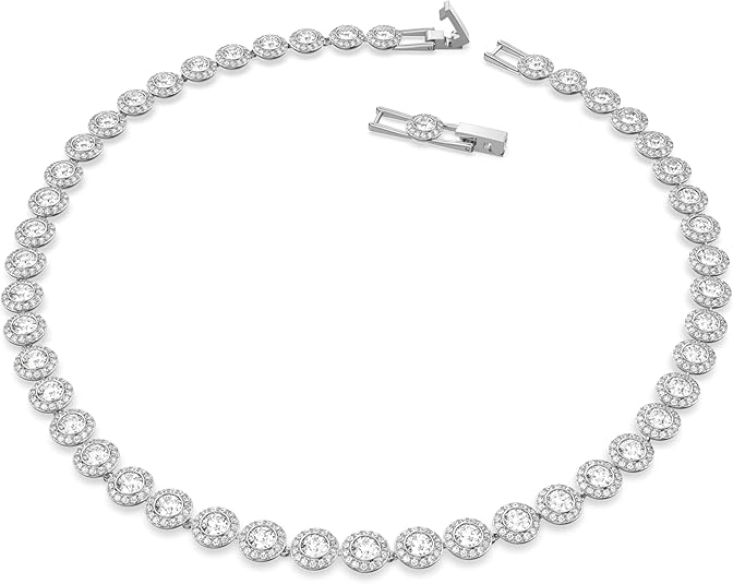 Crystal Authentic Angelic All Around Set of Necklace, Bracelet and Earrings, White, Rhodium Finish- Women's Hypoallergenic Sparkling Jewelries - Nickel Free Crystal Jewelry Collection