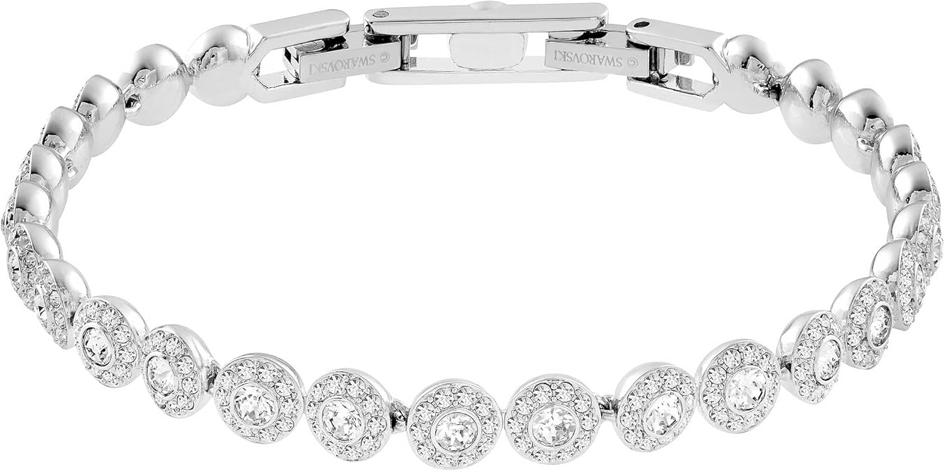 Angelic Bracelet with White Crystals on a Rhodium Plated Setting