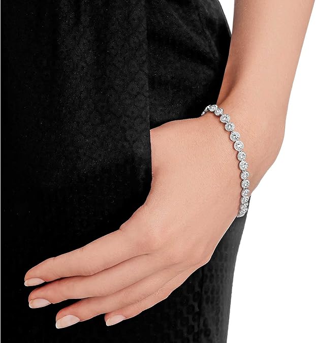Angelic Bracelet with White Crystals on a Rhodium Plated Setting
