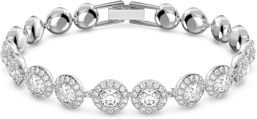 Crystal Authentic Angelic All Around Set of Necklace, Bracelet and Earrings, White, Rhodium Finish- Women's Hypoallergenic Sparkling Jewelries - Nickel Free Crystal Jewelry Collection