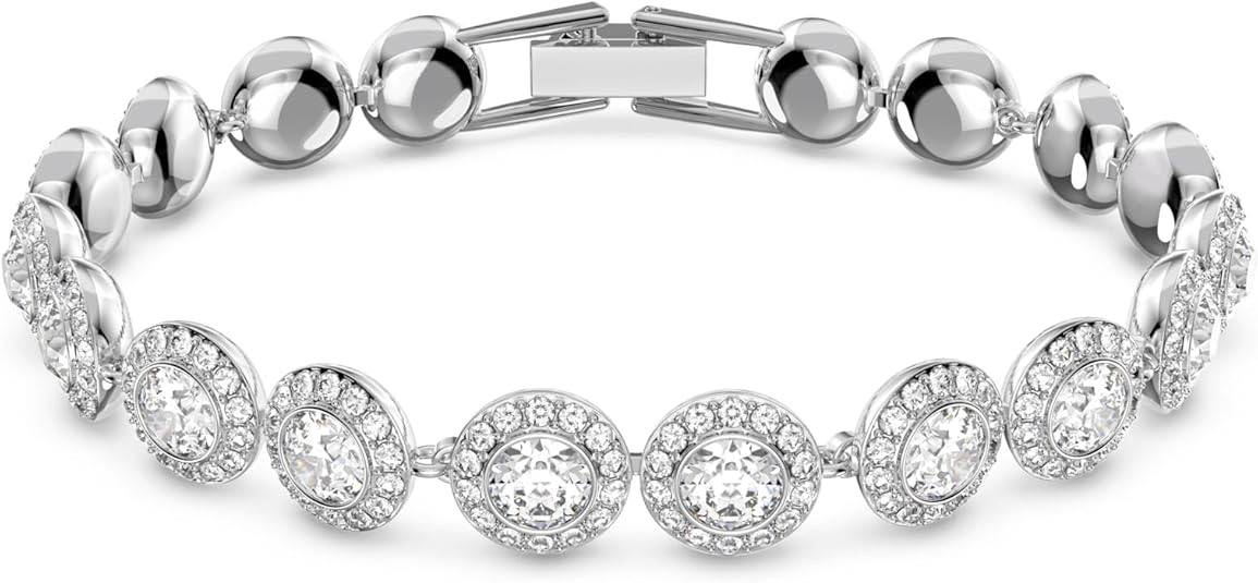 Crystal Authentic Angelic All Around Set of Necklace, Bracelet and Earrings, White, Rhodium Finish- Women's Hypoallergenic Sparkling Jewelries - Nickel Free Crystal Jewelry Collection