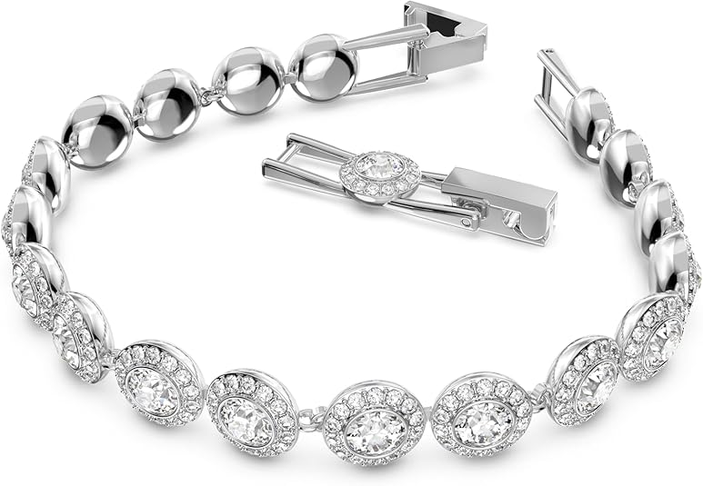 Crystal Authentic Angelic All Around Set of Necklace, Bracelet and Earrings, White, Rhodium Finish- Women's Hypoallergenic Sparkling Jewelries - Nickel Free Crystal Jewelry Collection
