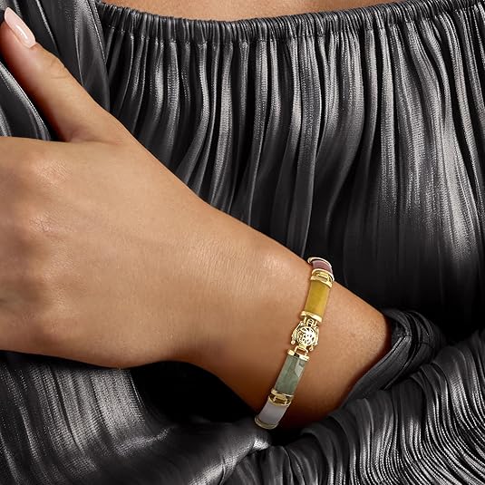 Good Fortune Jade Bracelet in 18kt Gold Over Sterling